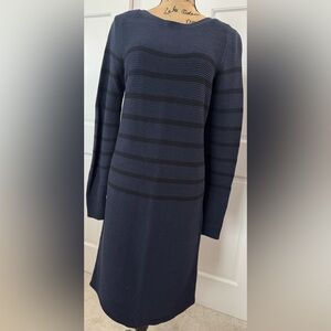 Banana Republic Knitted Blue Ribbed Long Sleeve Sheath Dress